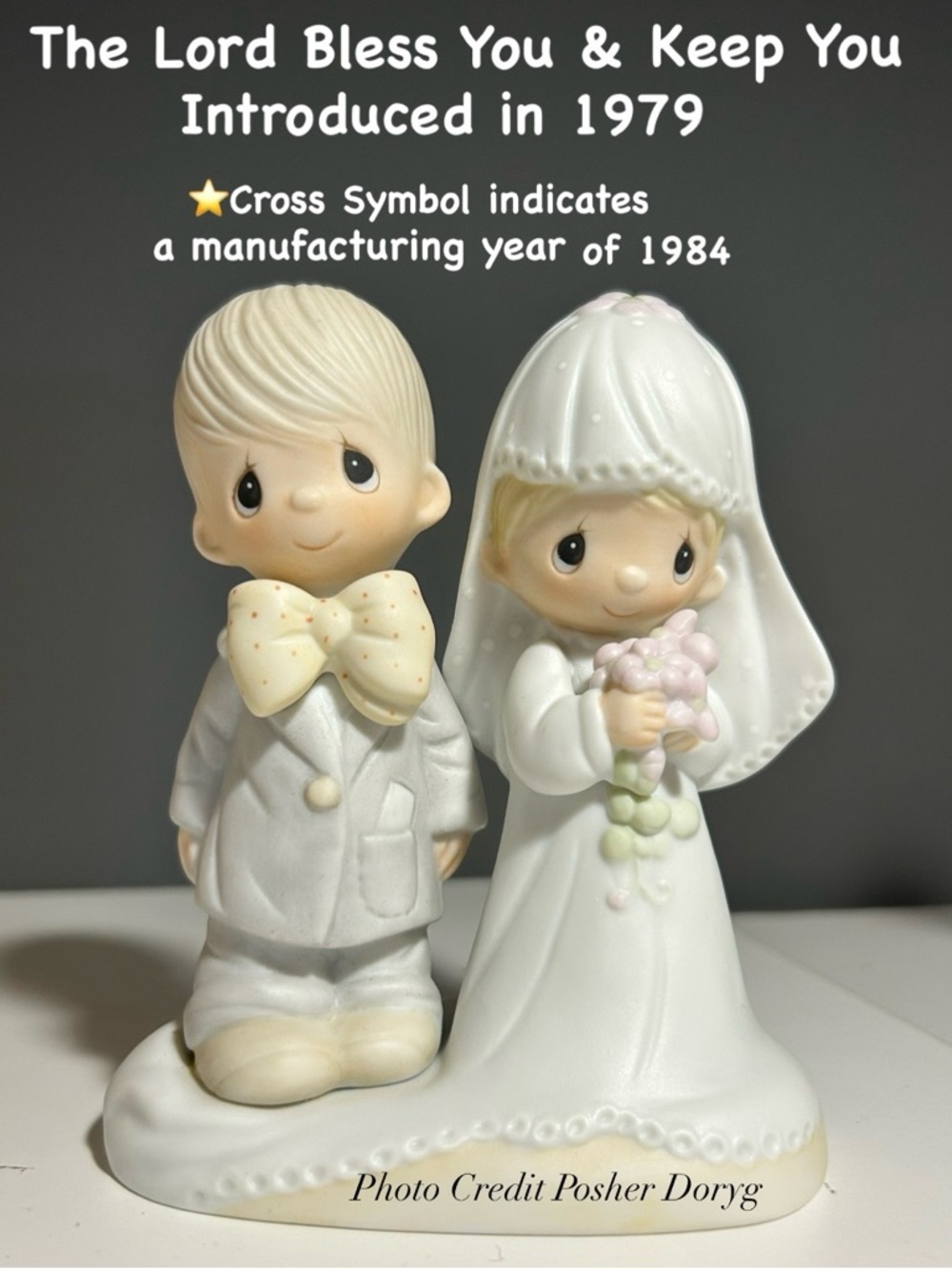 Precious Moments White Bride and Groom Figurine with Pastel Accents